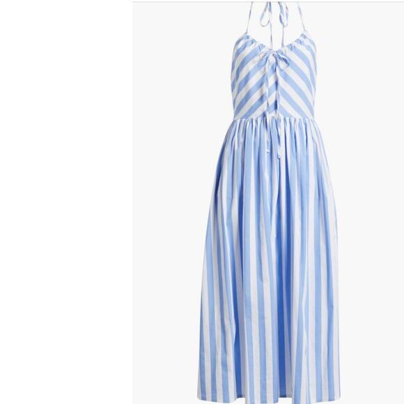 Avec les filles striped blue white cotton blend halter french chic midi size 8 - Picture 7 of 13